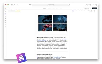 Beehiv, plateforme de publication de la newsletter et de gestion des abonné·e·s. Beehiv, plateforme de publication de la newsletter et de gestion des abonné·e·s.