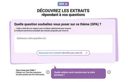 L'interface de l'explorateur de podcasts développé par WeDoData pour Les Enfants Vont Bien permet de rechercher des extraits à l'aide d'une requête en language naturel, grace à l'intelligence artificielle. L'interface de l'explorateur de podcasts développé par WeDoData pour Les Enfants Vont Bien permet de rechercher des extraits à l'aide d'une requête en language naturel, grace à l'intelligence artificielle.