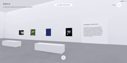 La gallerie virtuelle, concue avec Blender et Three.js) est générée pour présenter l'ensemble des oeuvres qui correspond à votre exposition. La gallerie virtuelle, concue avec Blender et Three.js) est générée pour présenter l'ensemble des oeuvres qui correspond à votre exposition.