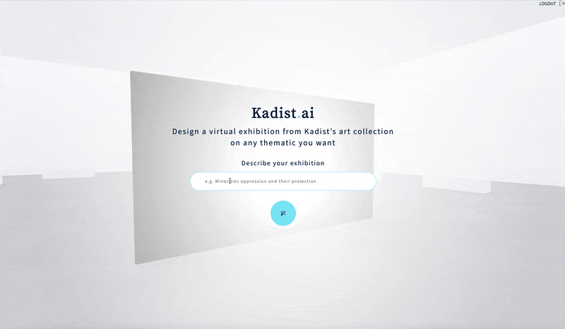 L'expérience Kadist.ai vous invite à décrire le thème de l'exposition que vous souhaitez créer. Une intelligence artificielle se chargera d'identifier les oeuvres les plus pertinente et de créer une description de l'exposition. L'expérience Kadist.ai vous invite à décrire le thème de l'exposition que vous souhaitez créer. Une intelligence artificielle se chargera d'identifier les oeuvres les plus pertinente et de créer une description de l'exposition.