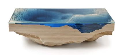 table abyss de Christopher Duffy reproduisant le plancher sous marin des caraibes table abyss de Christopher Duffy reproduisant le plancher sous marin des caraibes